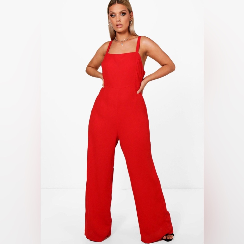 Size 16US tomato red jumpsuit lightweight